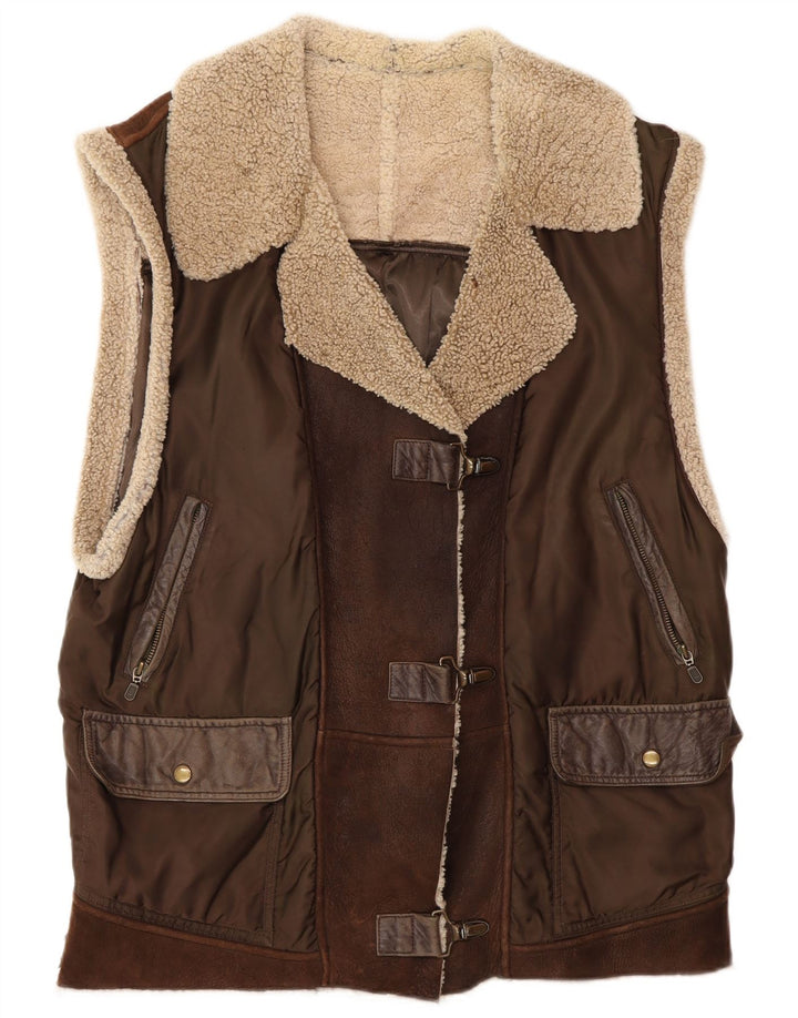 Prestige Womens Sleeveless Oversized Duffle Jacket UK 12 Medium Brown