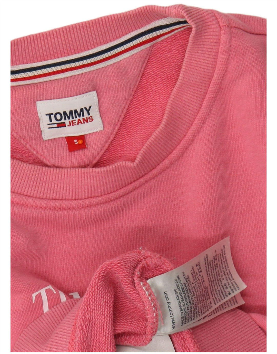TOMMY HILFIGER Womens Oversized Graphic Sweatshirt Jumper UK 10 Small Pink