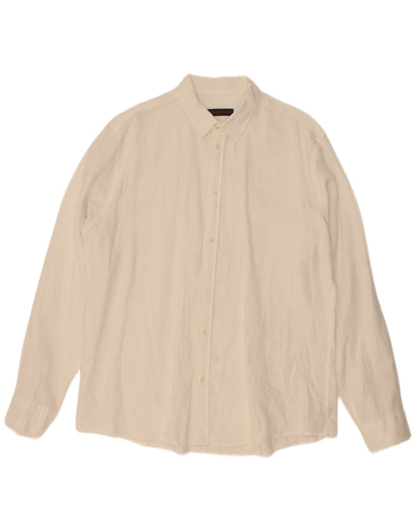 Camicia Trussardi Uomo Taglia 43 Large Lino Bianco