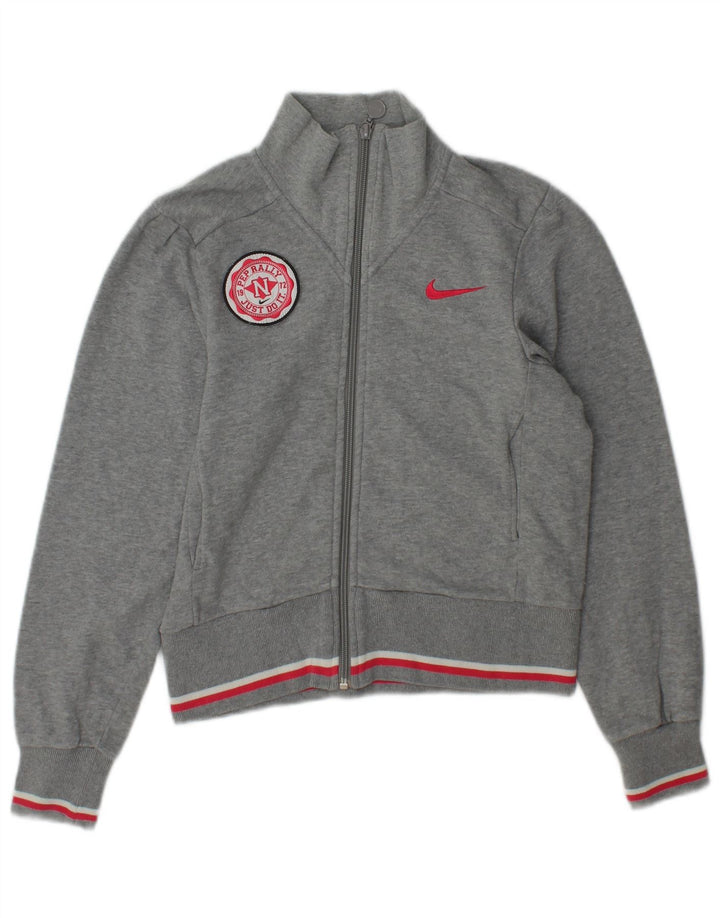 Nike Womens Tracksuit Top Jacket UK 6/8 XS Grey Cotton