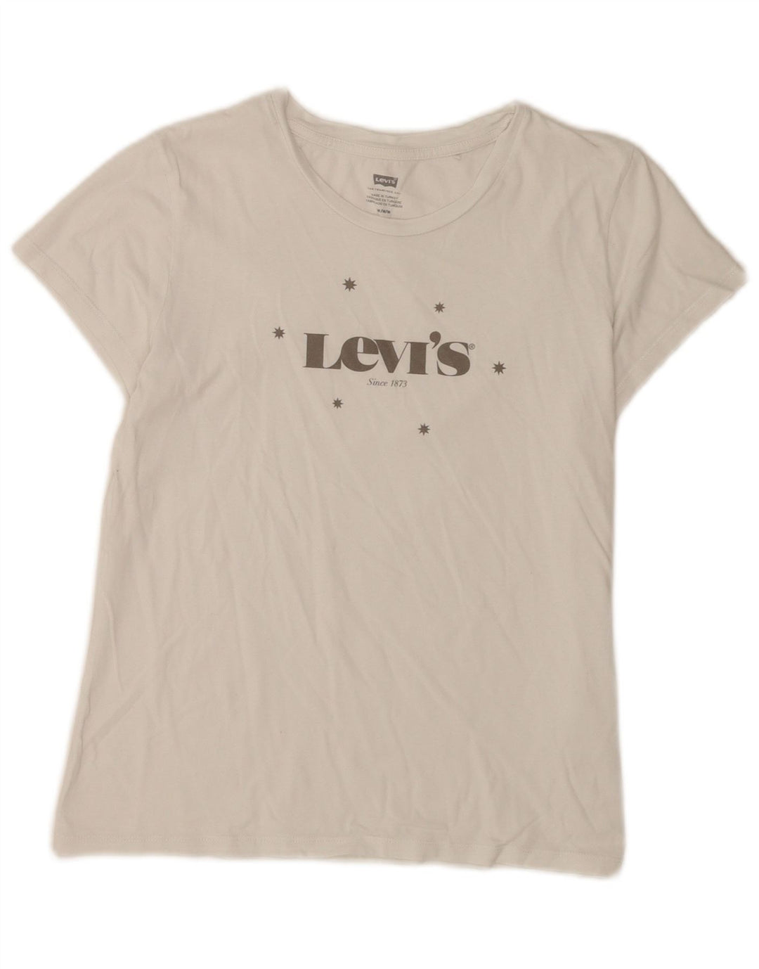 Levi's Womens Graphic T-Shirt Top UK 12 Medium White Cotton