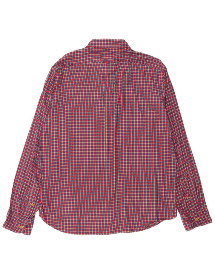 J. CREW Mens Slim Fit Flannel Shirt Large Red Check Cotton