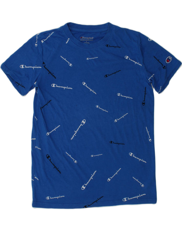 CHAMPION Boys Graphic T-Shirt Top 11-12 Years Large Blue Cotton Logo | Vintage Champion | Thrift | Second-Hand Champion | Used Clothing | Messina Hembry 