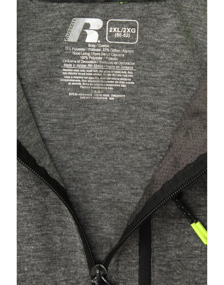 Maglione con cappuccio e zip da uomo Russell Athletic 2XL poliestere grigio