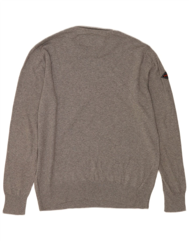 Superdry Mens Crew Neck Jumper Sweater Large Grey Cotton