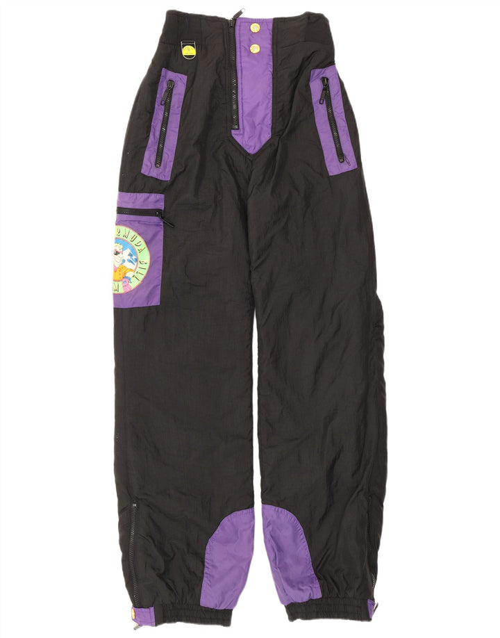 Vintage Mens Ski Trousers Small Black Colourblock Polyester