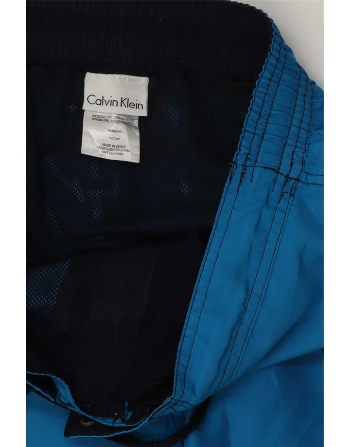 Pantaloncini da bagno grafici da uomo Calvin Klein piccoli in poliestere blu