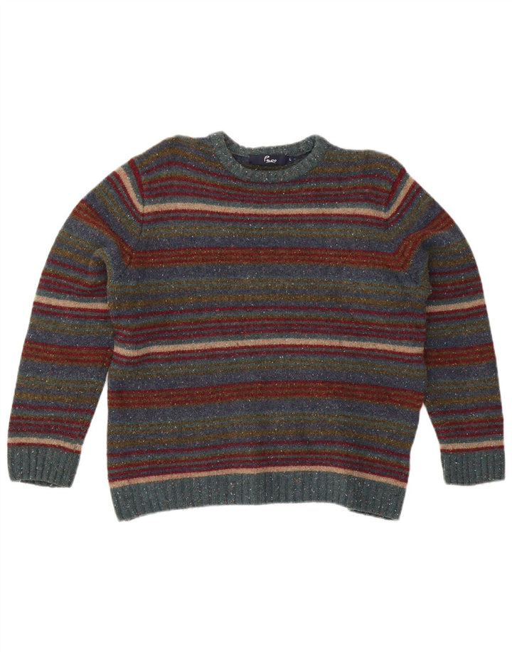Paco Womens Crew Neck Jumper Sweater UK 16 Large Multicoloured Striped Wool