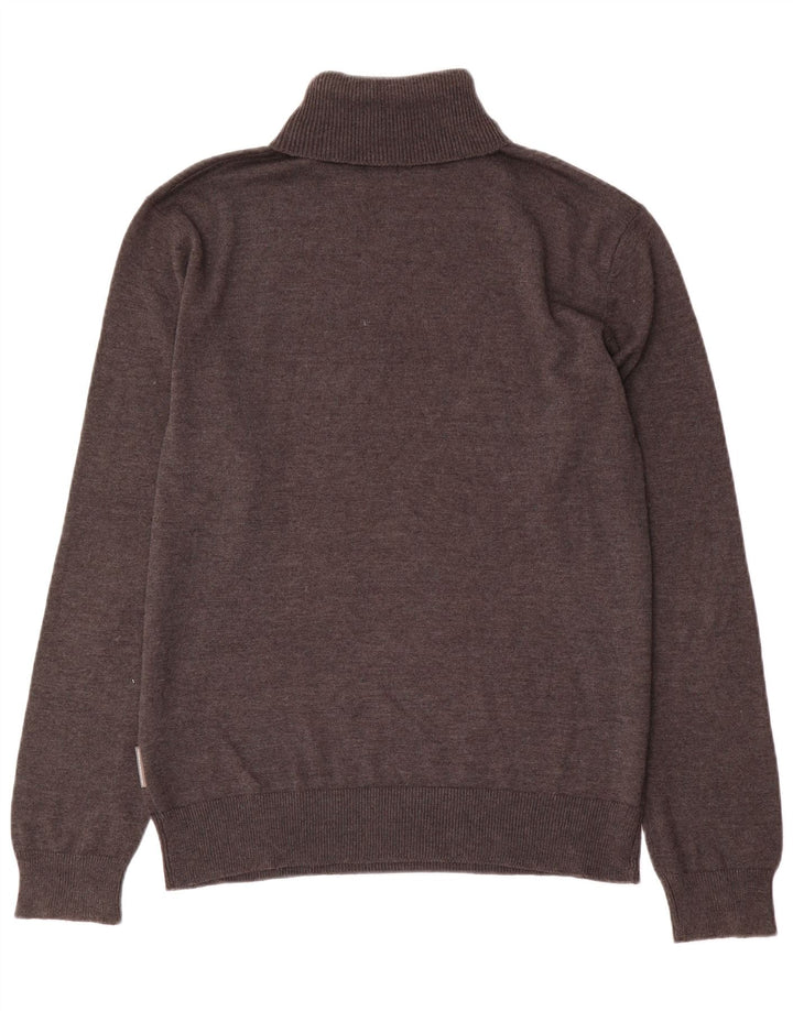 French Connection Mens Roll Neck Jumper Sweater Large Brown Cotton