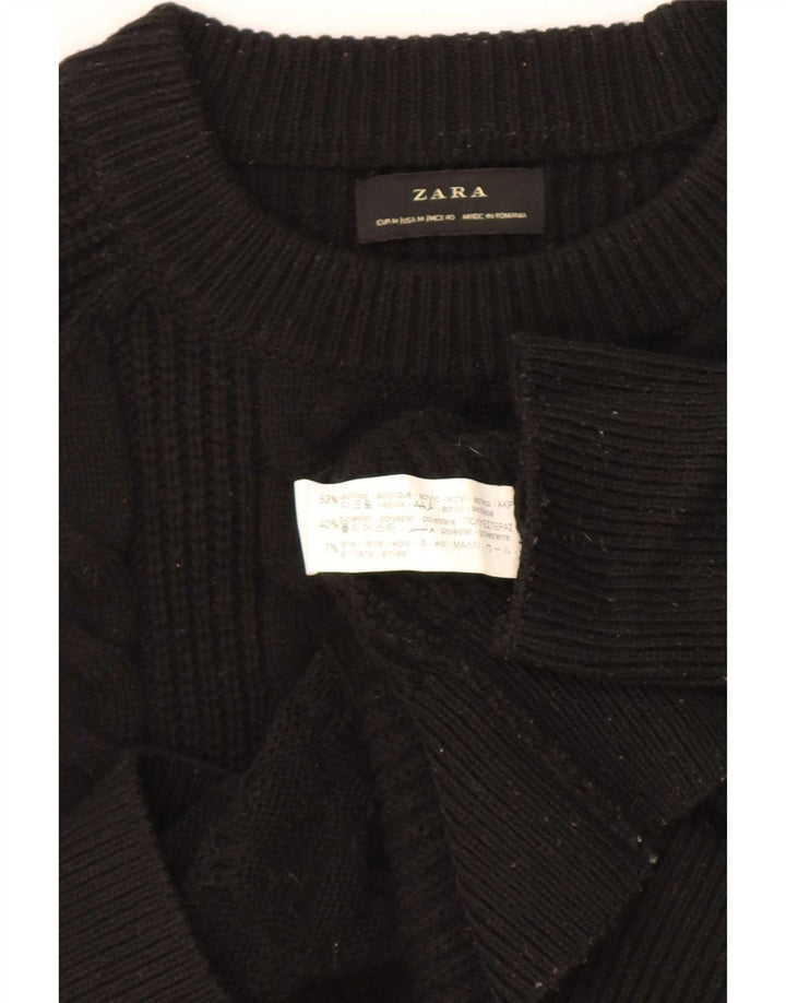 Zara Mens Boat Neck Jumper Sweater Medium Black Acrylic