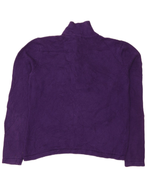 Chaps Dame Button Neck Jumper Sweater UK 18 XL Lilla Bomuld
