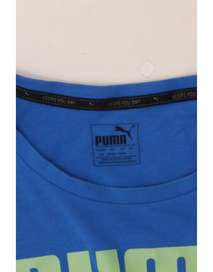 PUMA Mens Graphic T-Shirt Top Large Blue Cotton Vintage Puma and Second-Hand Puma from Messina Hembry 