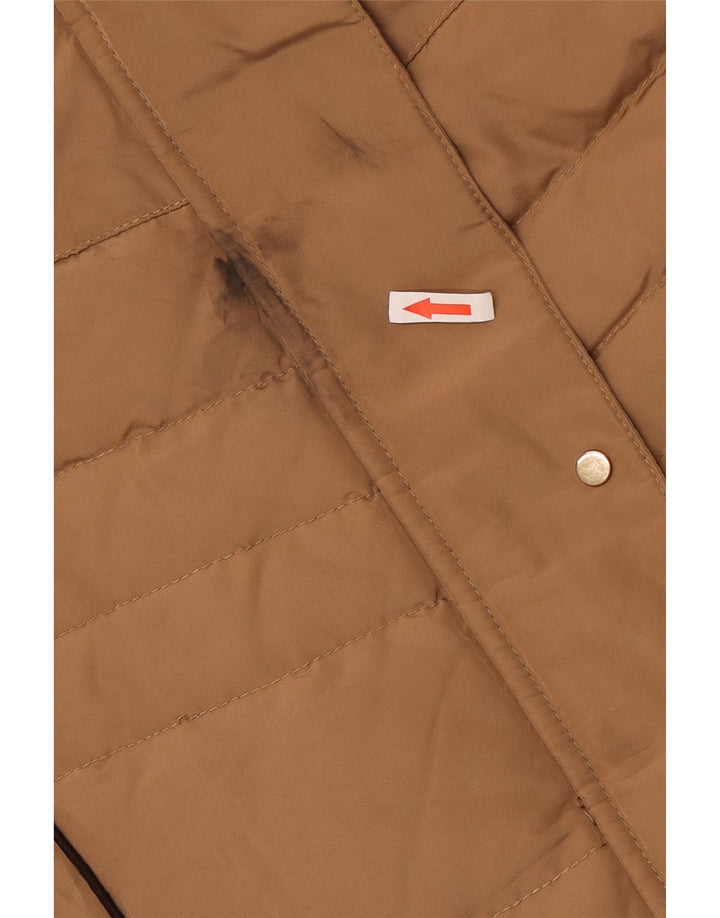 Zara Womens Hooded Padded Jacket UK 14 Large Brown Polyester