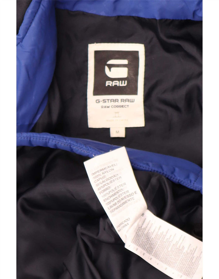 G-Star Dame Hætte Polstret Jakke UK 38 Medium Blue Geometric Nylon
