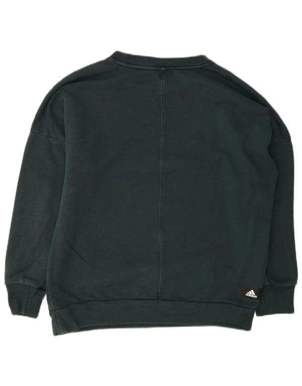 Женский джемпер оверсайз с рисунком Adidas UK 4/6 XS, зеленый хлопок