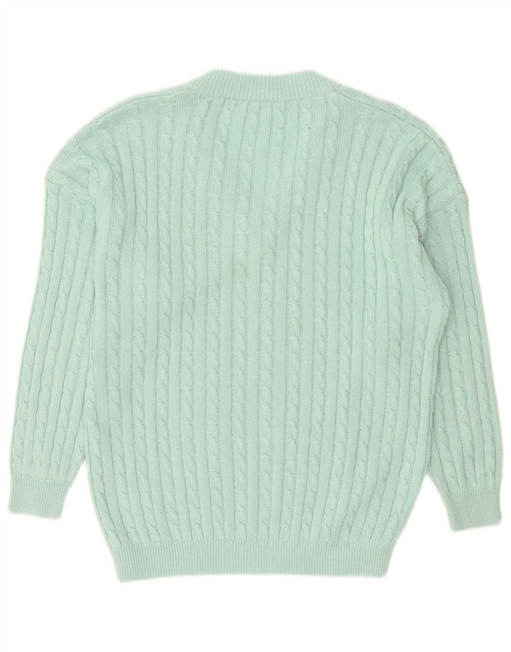 Vintage Mens V-Neck Jumper Sweater Large Turquoise