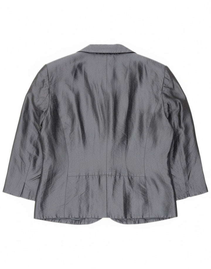 Blunauta Dame Crop 6 Button Blazer Jacket IT 42 Medium Grey Silke