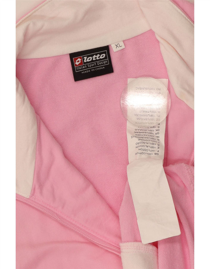 LOTTO Womens Tracksuit Top Jacket UK 18 XL Pink Colourblock Cotton