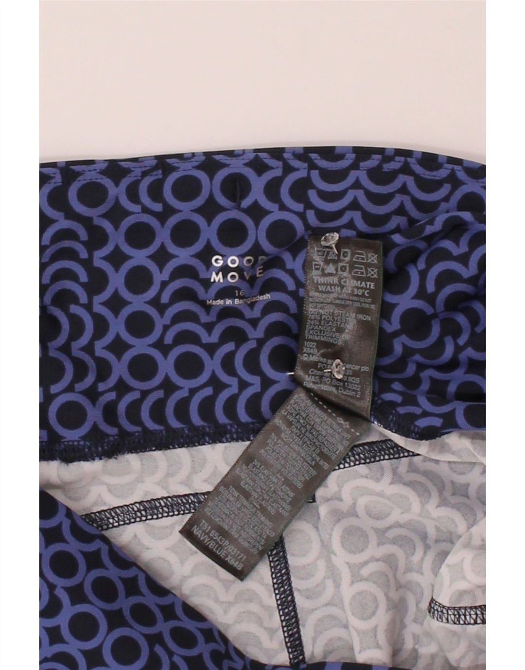 MARKS & SPENCER Womens Capri Leggings UK 16 Large  Navy Blue Geometric