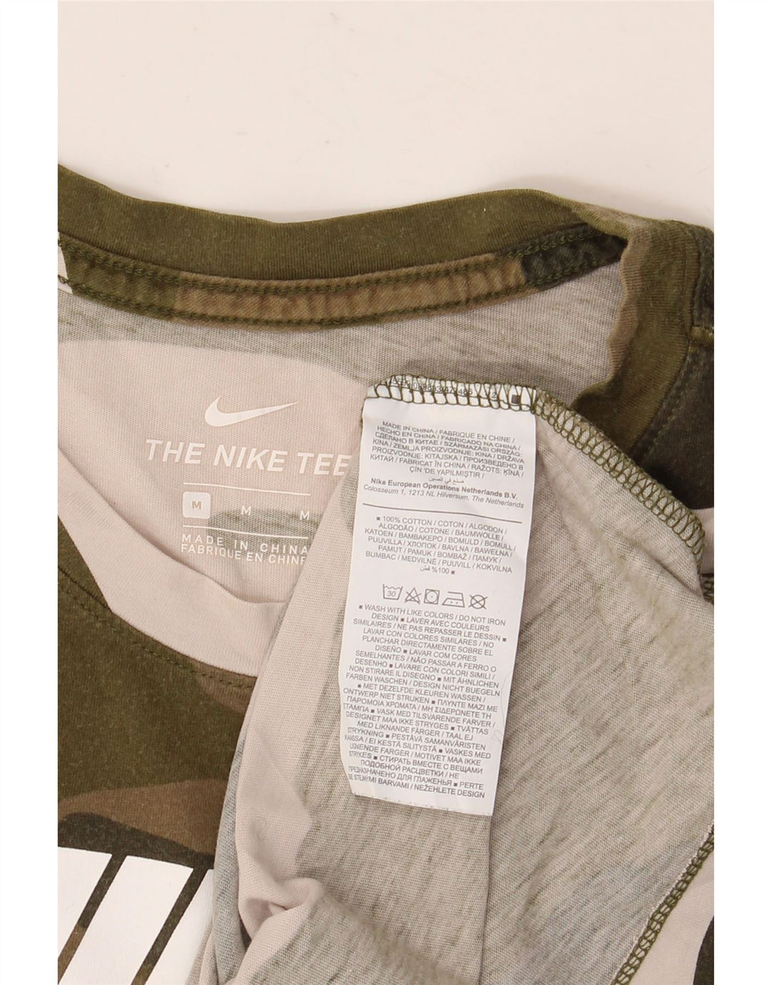 NIKE Mens Graphic T-Shirt Top Medium Khaki Camouflage Cotton