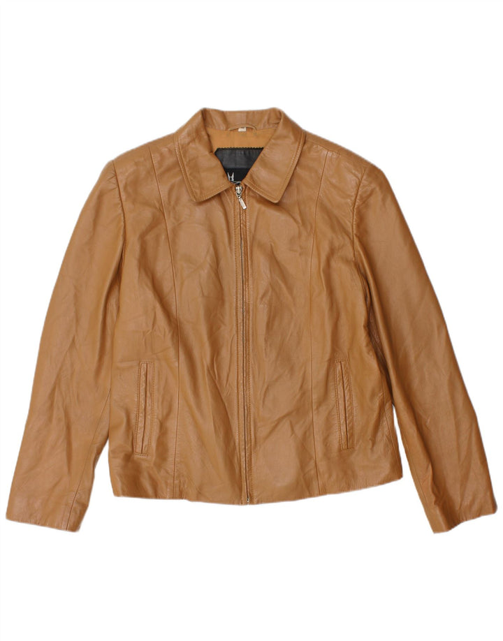 MORESCHI Womens Leather Jacket IT 46 Large Brown Leather
