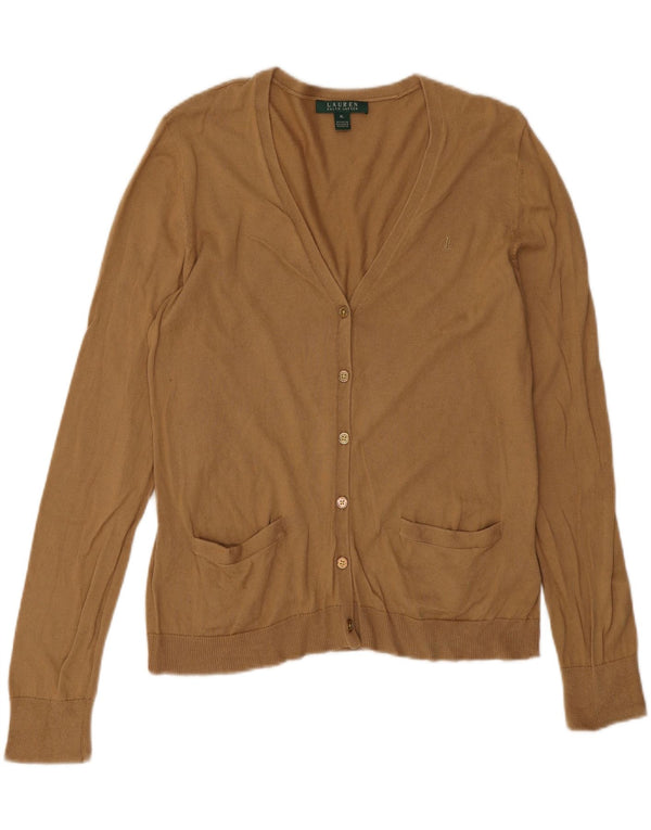 Ralph Lauren Dame Cardigan Sweater UK 18 XL Beige Bomuld