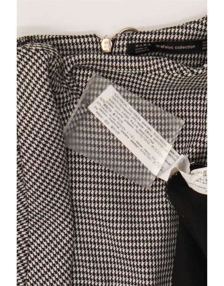 Zara Mujer Trafaluc Vestido Básico UK 40 Pequeño Poliéster Pata De Gallo Negro