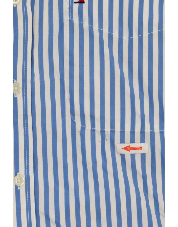 Tommy Hilfiger Mens Shirt Medium Blue Pinstripe Cotton