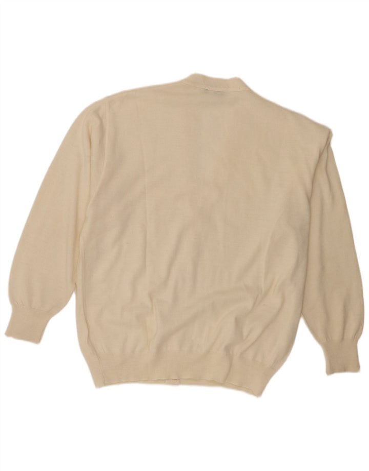 Vintage Mens Cardigan Sweater IT 50 Medium White Wool