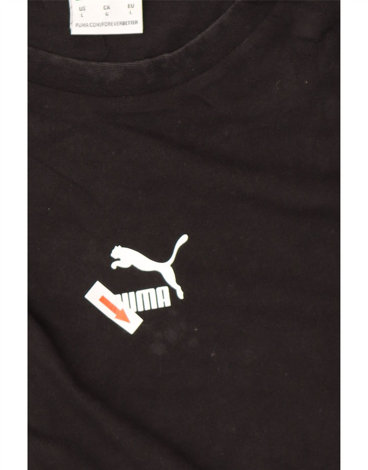 Puma Mens Graphic T-Shirt Top Large Black Cotton