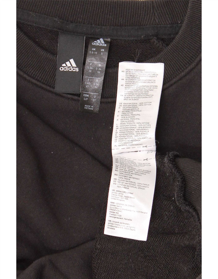 Adidas Womens Oversized Sweatshirt Jumper UK 8/10 Small Black Cotton