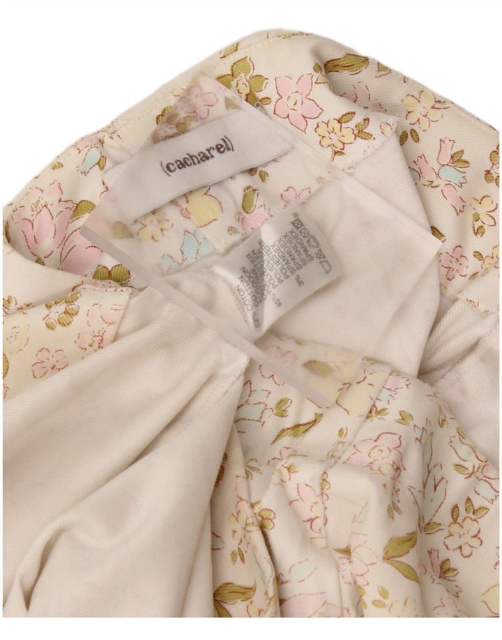 CACHAREL Womens Mini Skirt W30 Medium Off White Floral Cotton