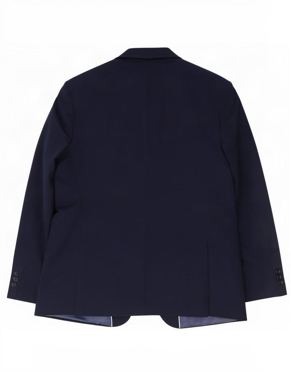 Jaqueta blazer masculina longa de 2 botões Marks & Spencer Reino Unido 48 4XL lã azul marinho