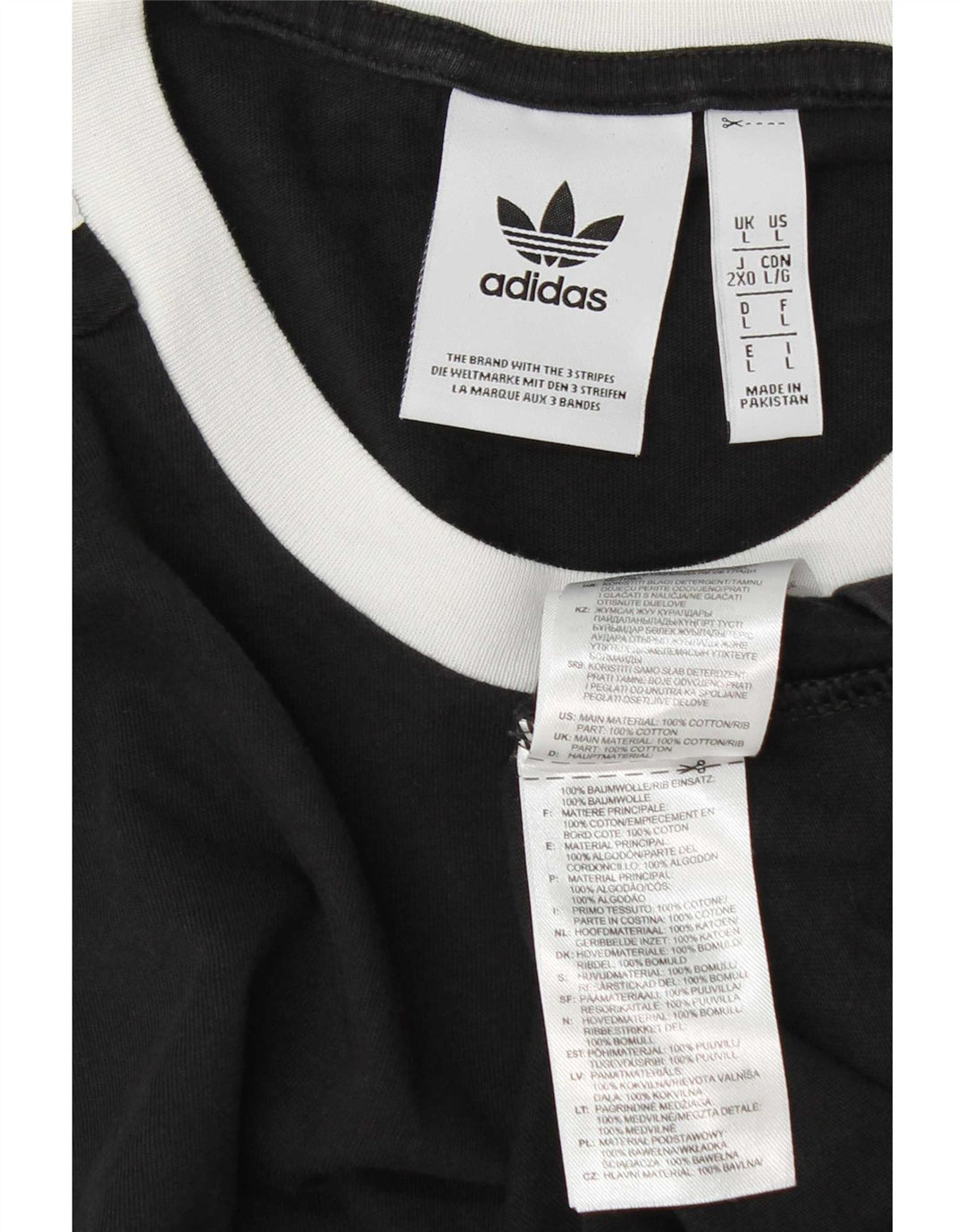Adidas Mens T-Shirt Top Large Black Cotton