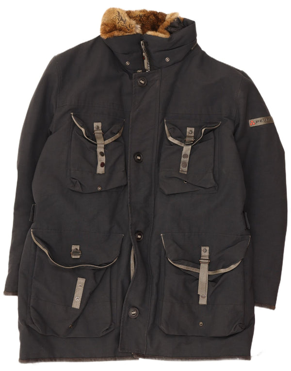 PEUTEREY Mens Parka Jacket UK 42 XL Navy Blue Polyamide