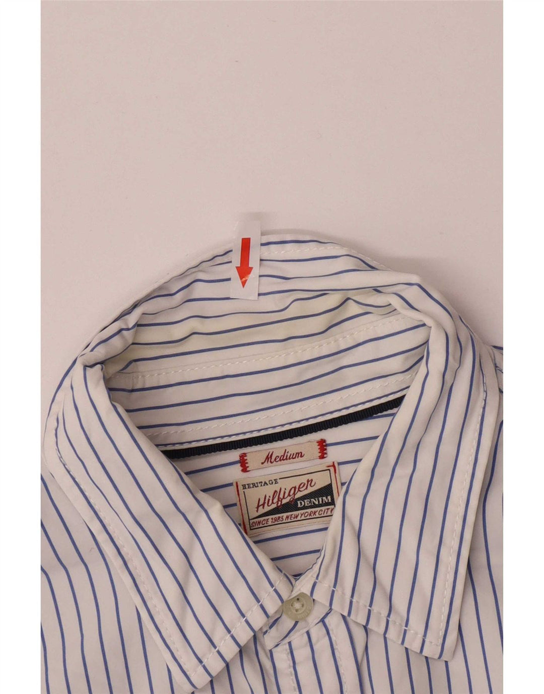 Camicia da uomo Regular Fit Tommy Hilfiger in cotone a righe blu medio