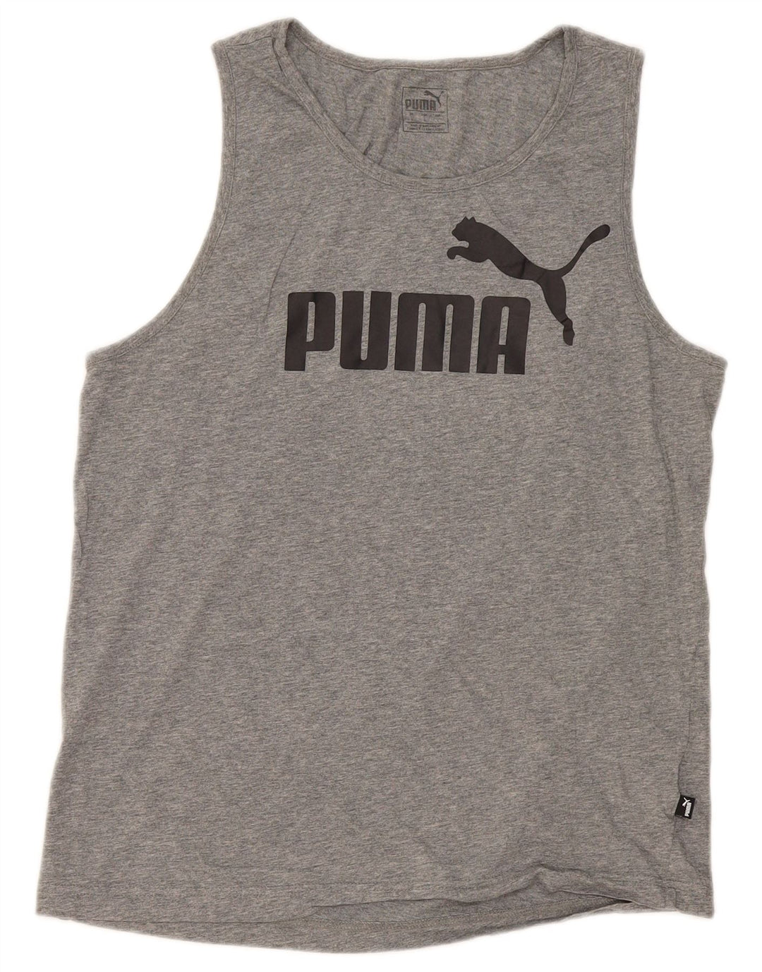Puma Mens Graphic Vest Top Grande Algodão Cinza
