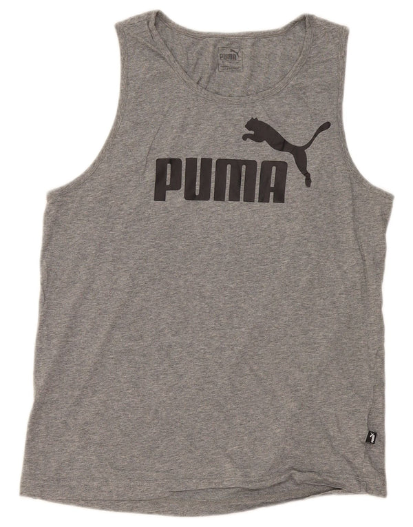 Puma Mens Graphic Vest Top Grande Algodão Cinza