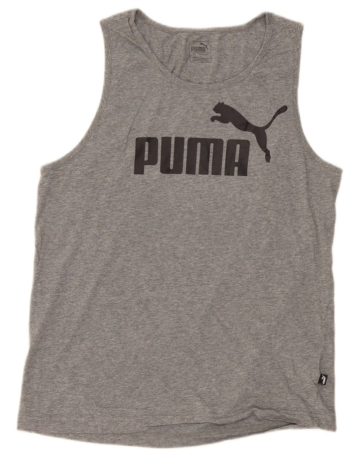 Puma Mens Graphic Vest Top Grande Algodão Cinza