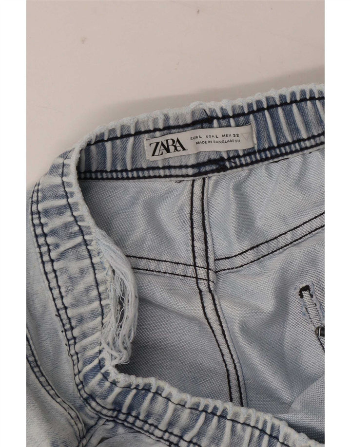 Zara Damen Denim-Shorts, Größe L, W32, Blau