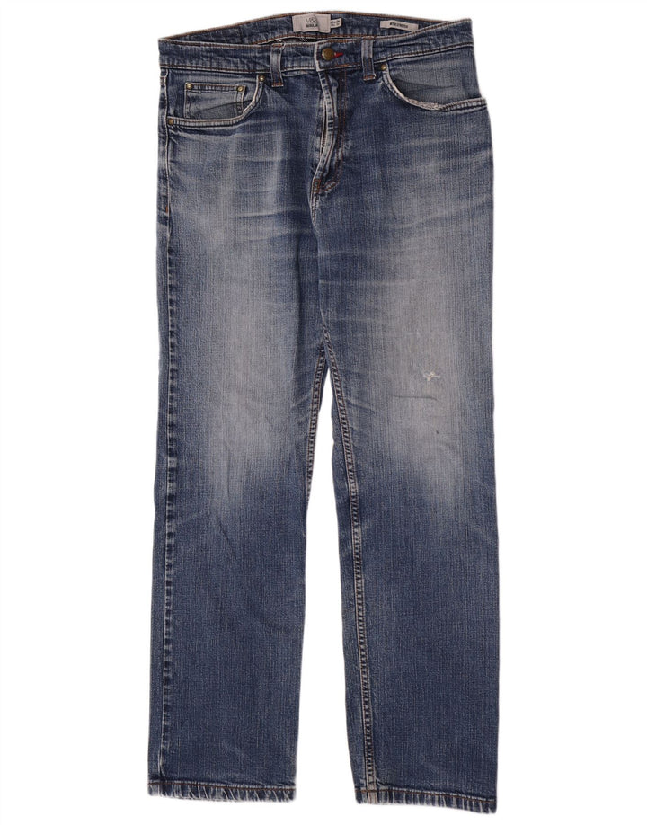 Marks & Spencer Mens Regular Straight Jeans W34 L29 Blue Cotton
