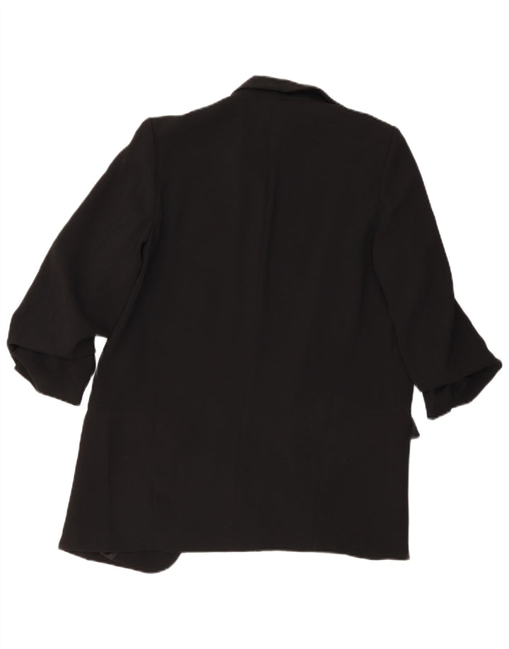 Zara Womens 3/4 Sleeve Open Blazer Jacket UK 10 Small Black Polyester