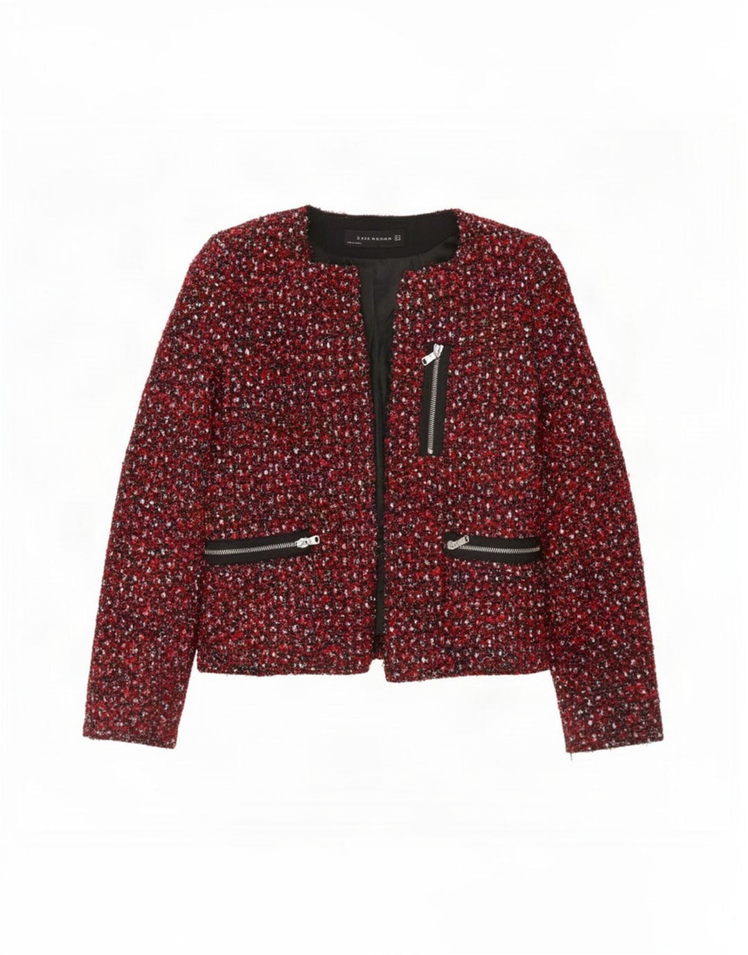 Zara Womens Open Blazer Jacket UK 12 Medium Red Flecked