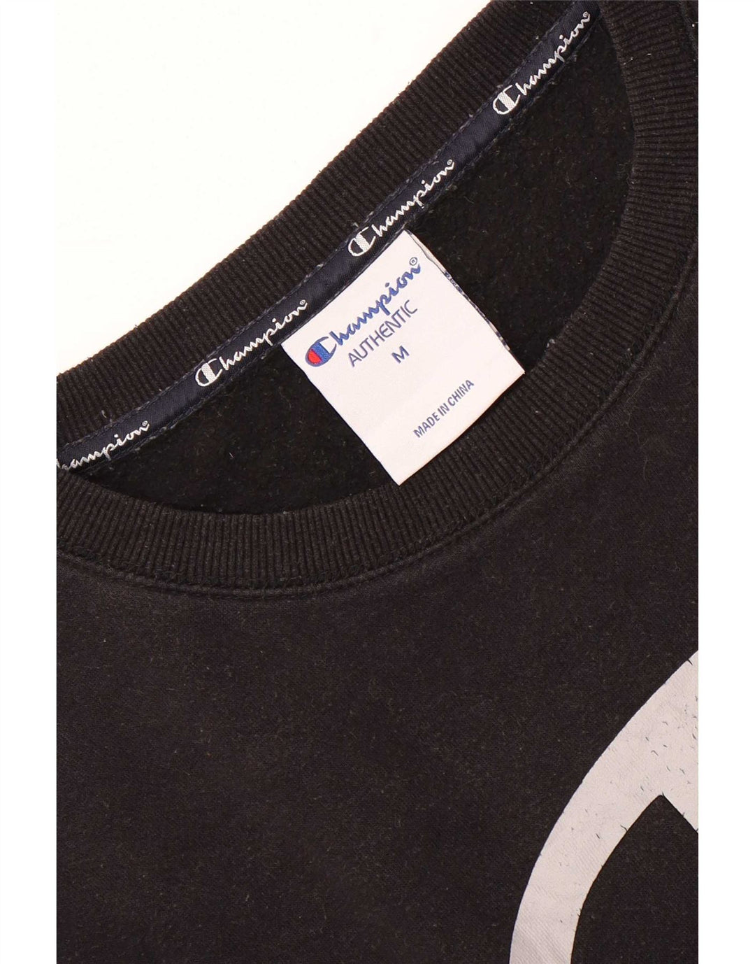 Champion Mens Graphic Sweatshirt Jumper Medium Black Cotton
