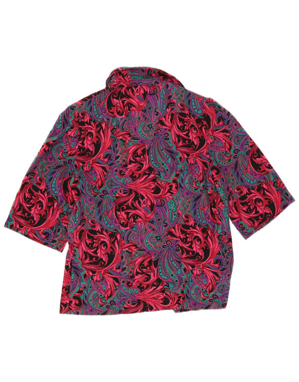 Vintage Womens Short Sleeve Shirt Blouse UK 16 Large Pink Paisley