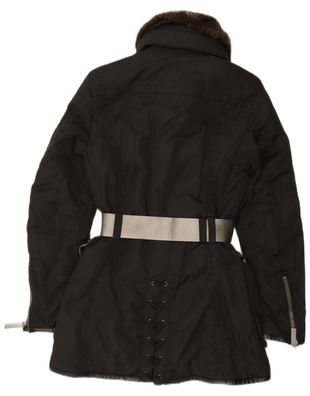 PEUTEREY Womens Parka Jacket EU 40 Medium Black Polyamide