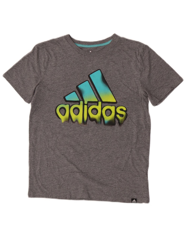 Adidas Jungen T-Shirt mit Grafik, 14–15 Jahre, Größe L, Grau, Baumwolle