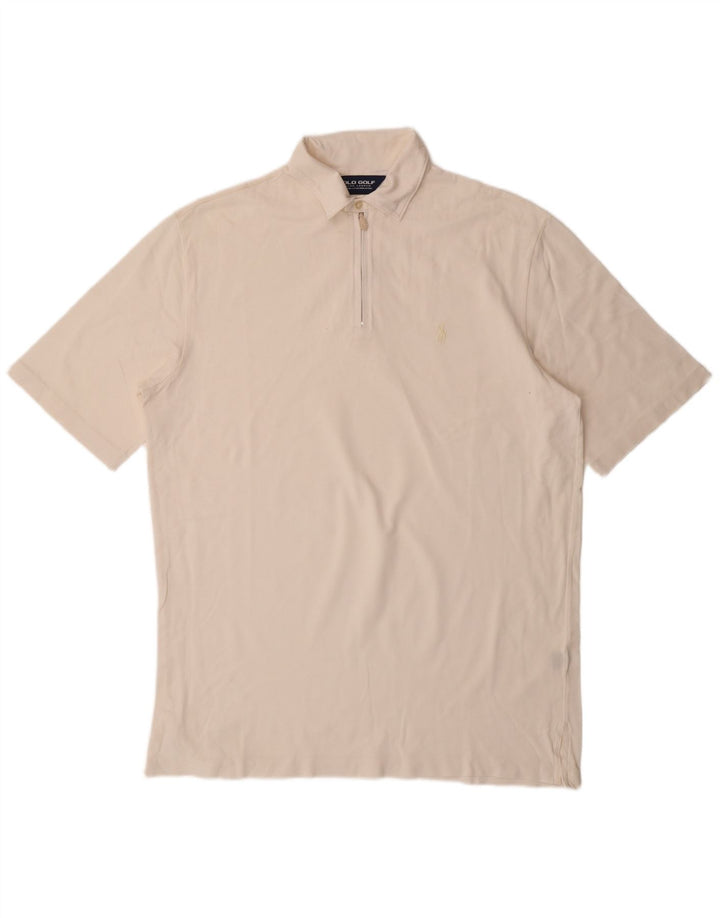 RALPH LAUREN Mens Polo Shirt Medium White Cotton
