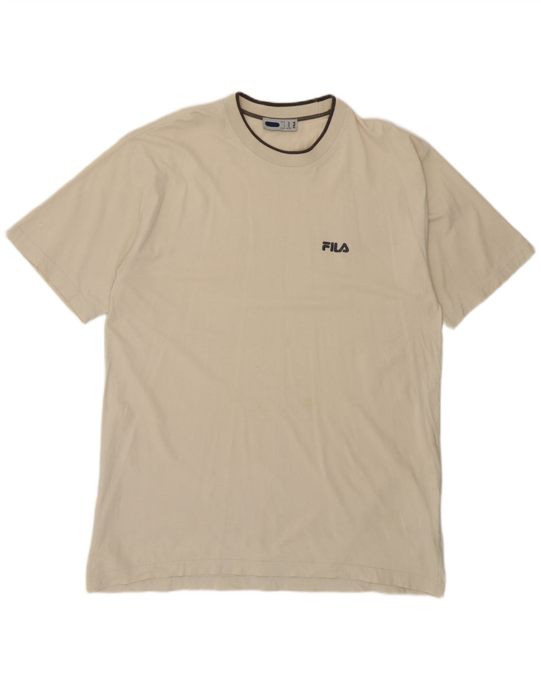 Fila Mens T-Shirt Top XL Beige Cotton
