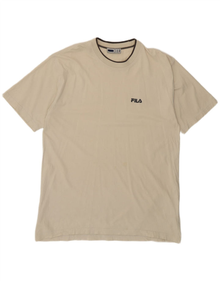 Fila Mens T-Shirt Top XL Beige Cotton
